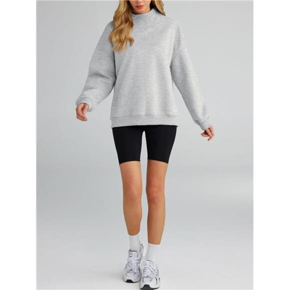 Women's Oversized Turtleneck Sweatshirt – Long Sleeve Pullover Hoodie for Fall - Picture 3 of 7